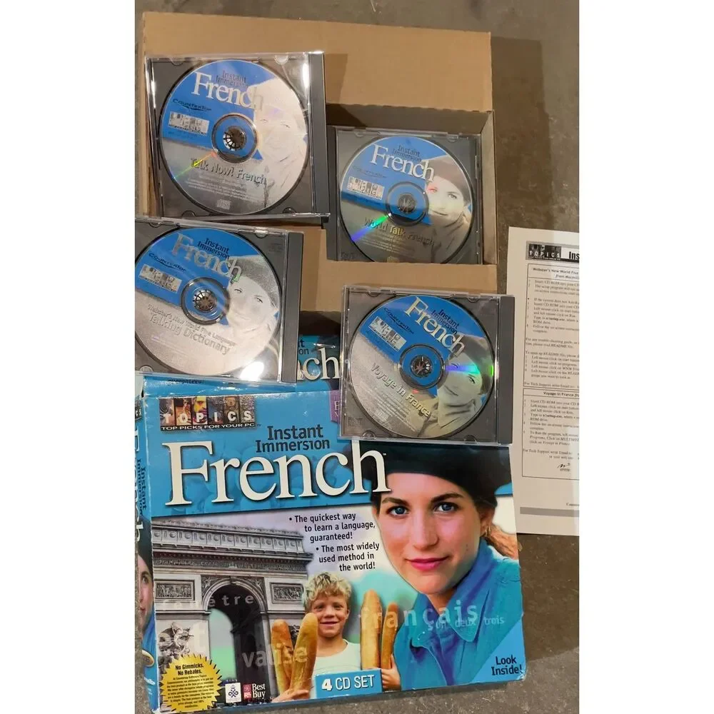 Vintage Instant Immersion French 4 CD-ROM Set CounterTop Software Complete Box